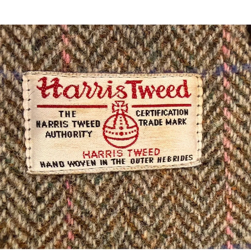 James Pringle Harris Tweed Wool Tote Bag Matching Wallet Leather Scotland
